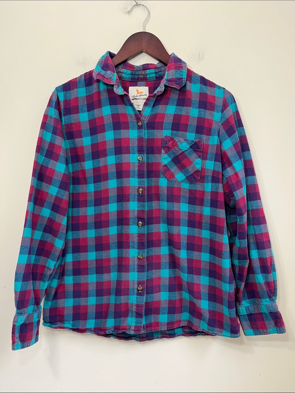 Field & Stream Women's Long Sleeve Button Down Flannel Shirt Size Large